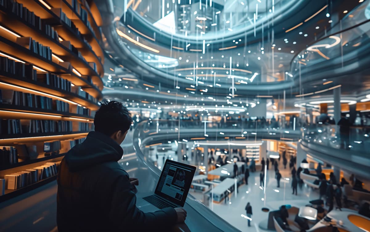 Students working on simulations in a college setting